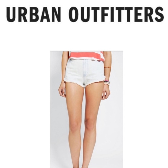 BDG Light Wash Blue Super High Rise Dolphin Cheeky Denim Shorts - Picture 2 of 9